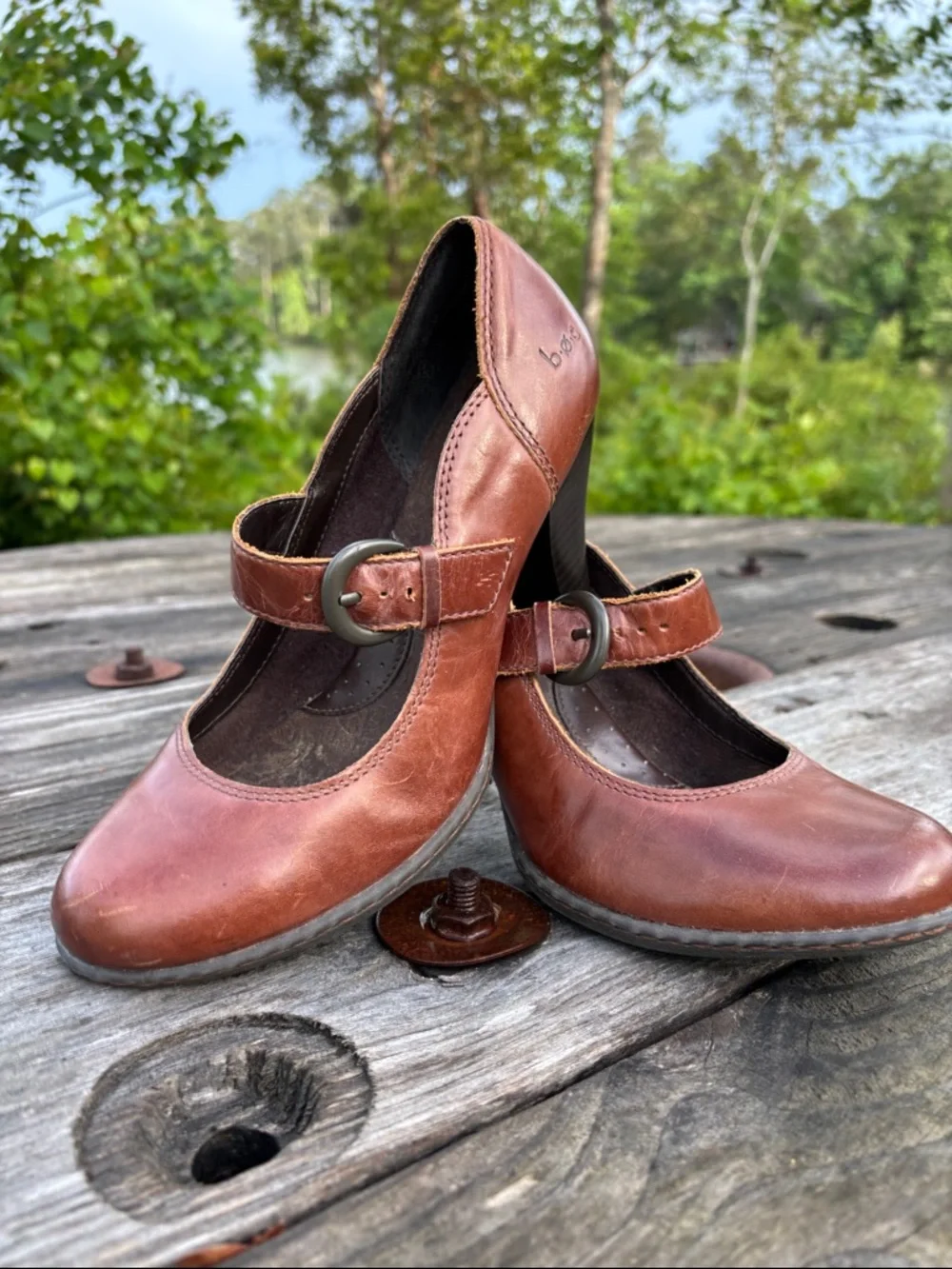 b.o.c. Women's Sz6.5 Brown Mary Jane Heels with Buckle#322